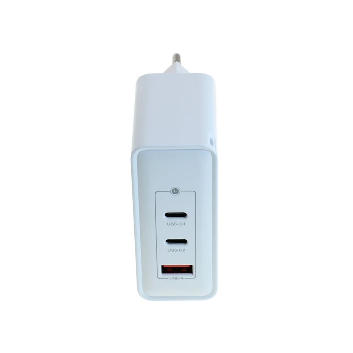 Incarcator OTB USB GaN (2xUSB-C + 1xUSB-A) cu USB Power Delivery USB-PD - 3 porturi - 100W - alb