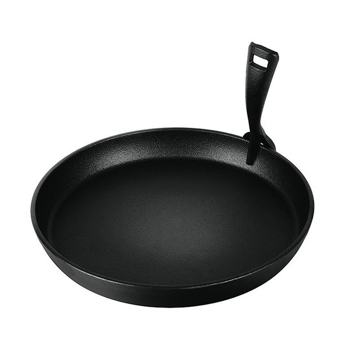 Tigaie grill din fonta cu maner detasabil, BerlingerHaus, 21x2.7cm, Negru