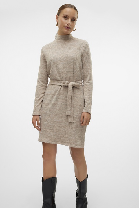 Vero Moda, Rochie-pulover tricotata fin Bella, Bej, L