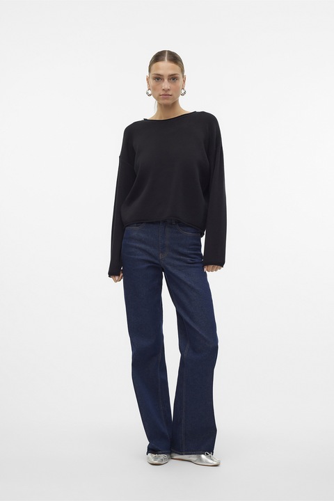 Vero Moda, Pulover uni tricotat fin, Negru