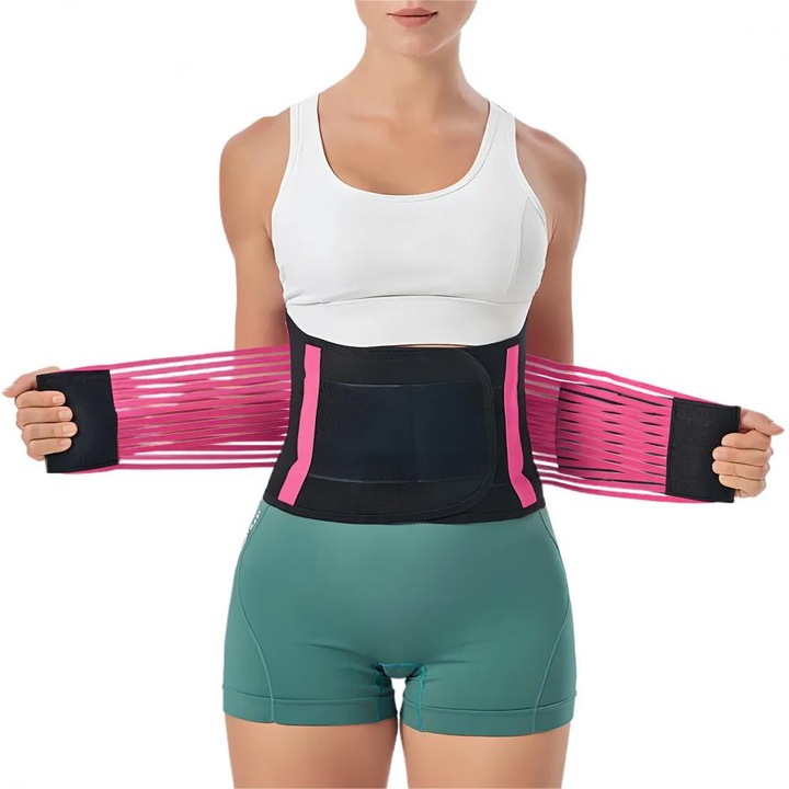 Centura de slabit Wisolt®, pentru fitnes si conturarea taliei, Suport presiune, Preveniti oboseala musculara, S, pudrat