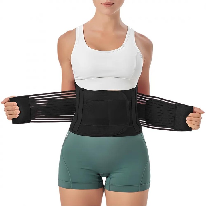Centura de slabit Wisolt®, pentru fitnes si conturarea taliei, Suport presiune, Preveniti oboseala musculara, XXL, Negru