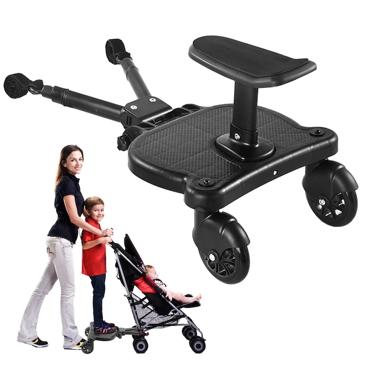 Platforma buggy board cu scaundemontabil, 2roti, capacitate 25kg, universal, negru