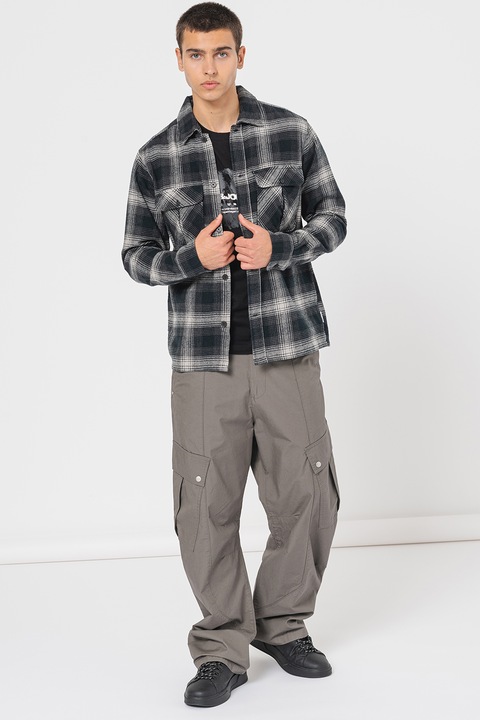 Only & Sons, Карирана риза Cedric с джобове, Светло сив/Антрацитно сиво/Tъмносив
