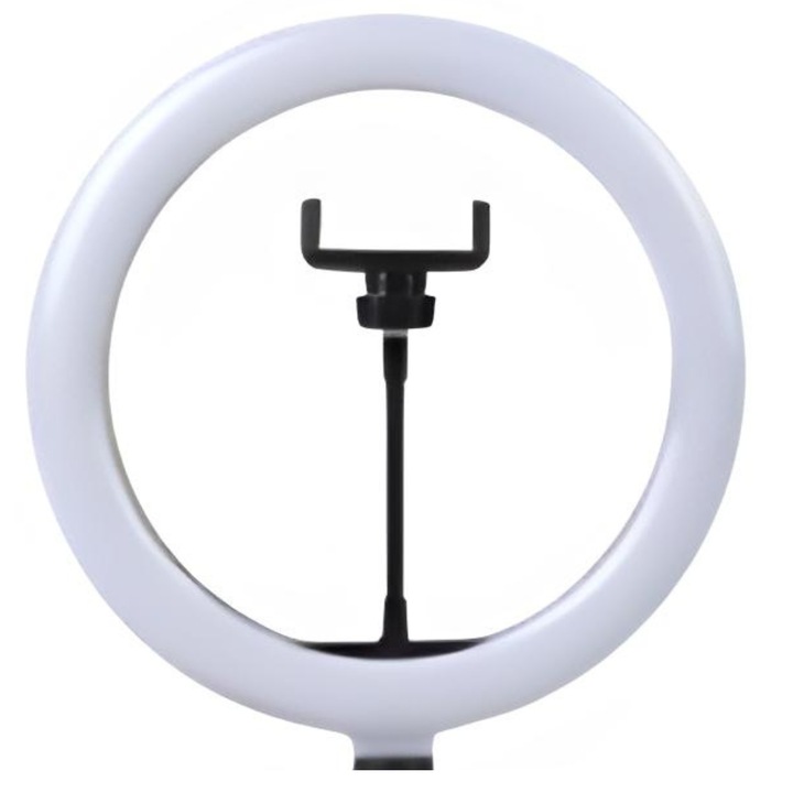SDEPOT® kör alakú lámpa, átmérő 45 cm/18 hüvelyk LED, 3 fénymód, 10 beállítási fokozat, telefontartó, fekete állvány