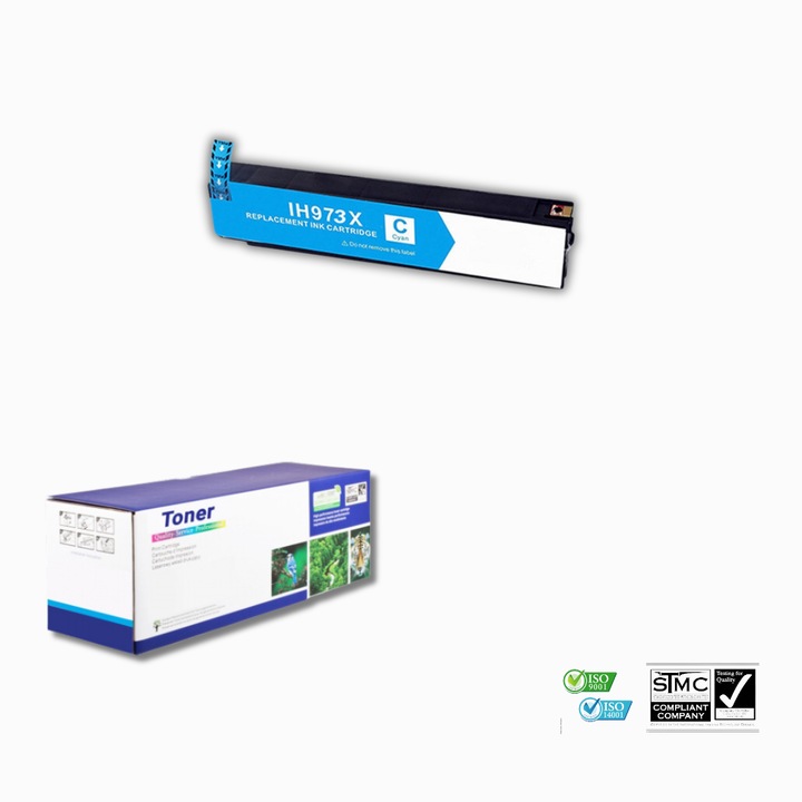 Cartus cerneala imprimanta HP 973X cyan, 105 ml, 7500 pagini, compatibil cu Pagewide Pro 452dn 452dw 477dn 477dw 552dw 577dw