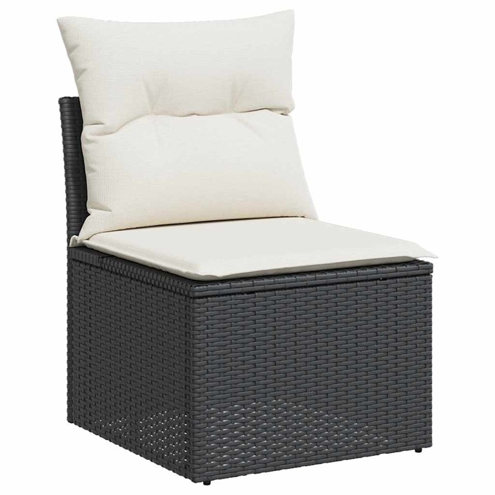 Set mobilier de gradina cu perne vidaXL, 13 piese, negru, poliratan, 3256385
