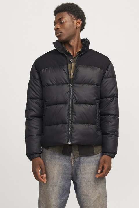 Jack & Jones, Bélelt téli dzseki középmagas gallérral, Fekete