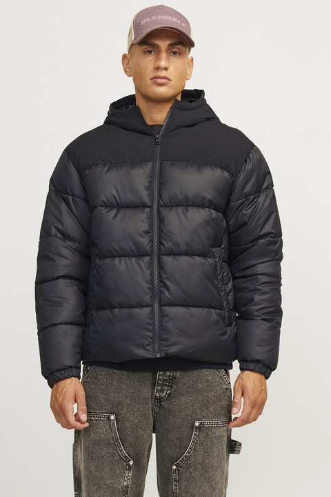 Jack & Jones, Зимно яке с качулка, Черен