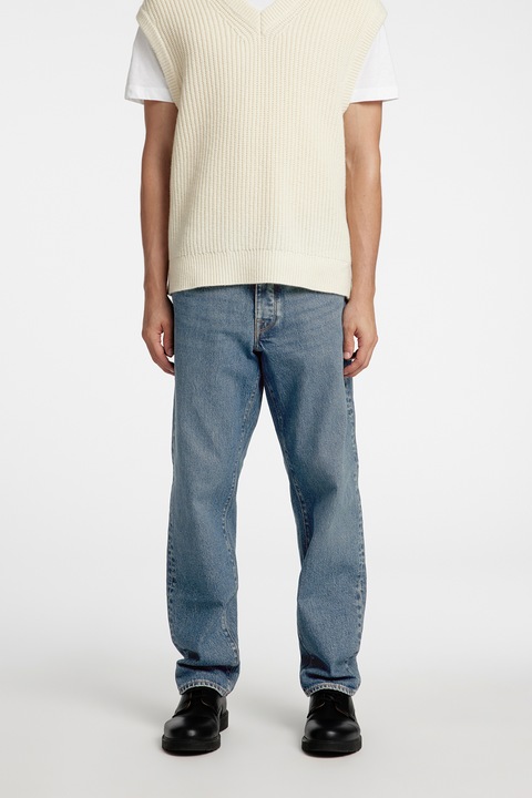 Selected Homme, Straight fit farmernadrág öt zsebes dizájnnal, Púderkék