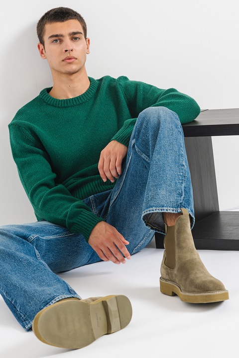 Selected Homme, Cody gyapjútartalmú kerek nyakú pulóver, Angolzöld