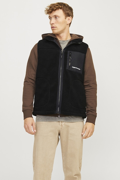 Jack & Jones, Vesta cu guler inalt, Negru, S