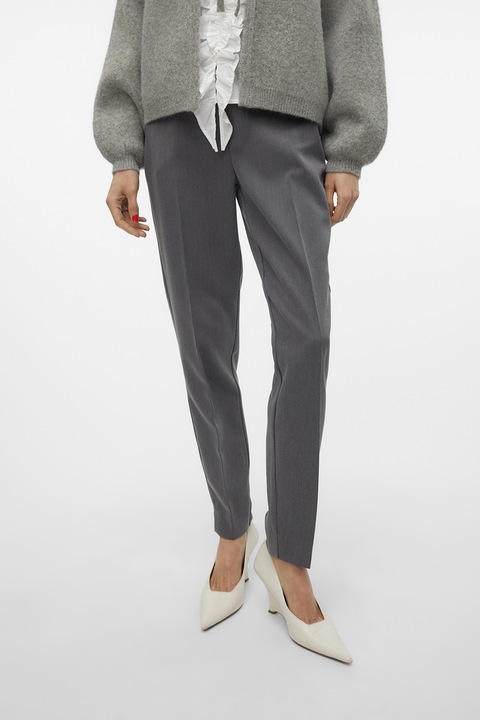 Vero Moda, Pantaloni conici cu talie inalta, Gri inchis