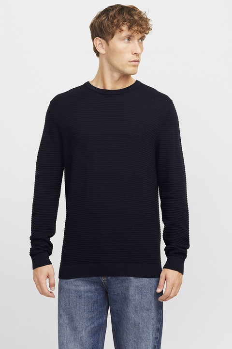 Jack & Jones, Рипсен слим пуловер Otto, Ултрамарин синьо