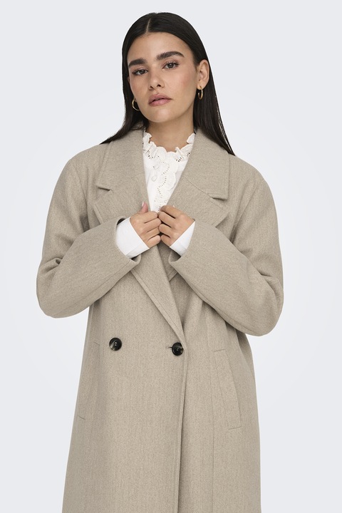 JdY, Palton lung cu buzunare laterale, Crem, XL