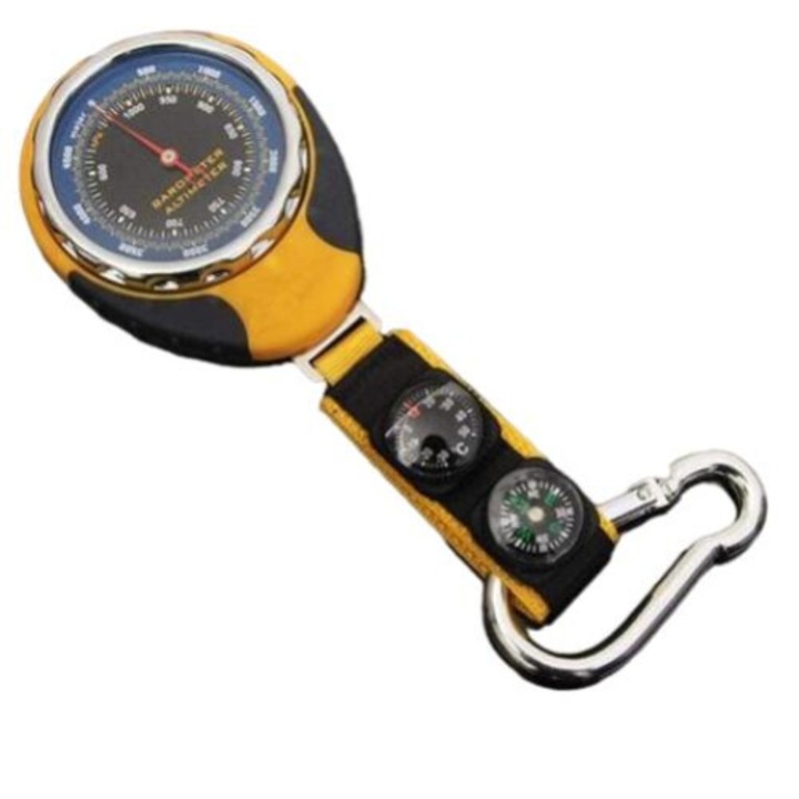 Barometru altimetru multifunctional, BGHYHYHI, galben, 4 in 1, pentru activitati in aer liber