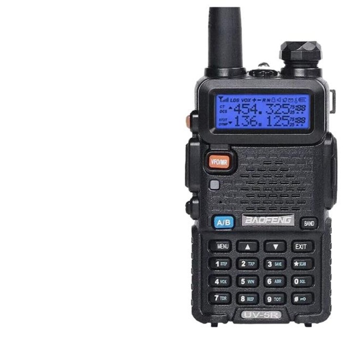Уоки токи Baofeng UV-5R, двулентов UHF/VHF, 5W, черен, 11.5x5.9x3.5cm, пълен комплект