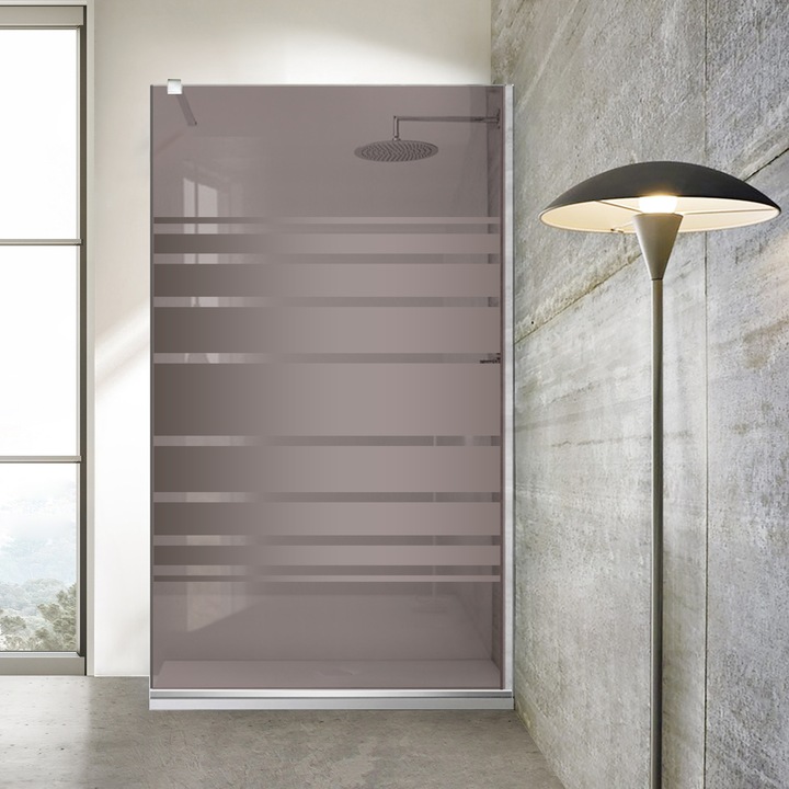 Paravan dus walk-in Aqua Roy® Inox, model Multiline incolor, feronerie full inox, sticla 8 mm bronz, securizata, anticalcar, 90x195 cm