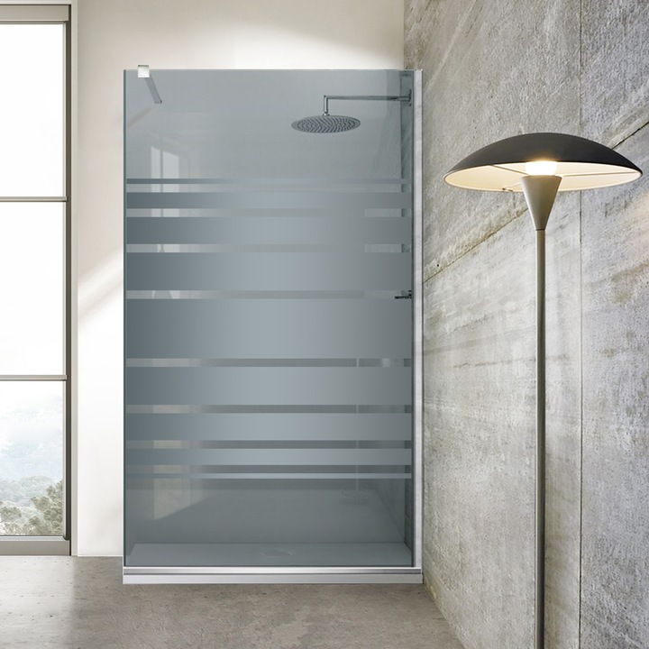 Paravan dus walk-in Aqua Roy® Inox, model Multiline incolor, feronerie full inox, sticla 8 mm gri, securizata, anticalcar, 70x195 cm