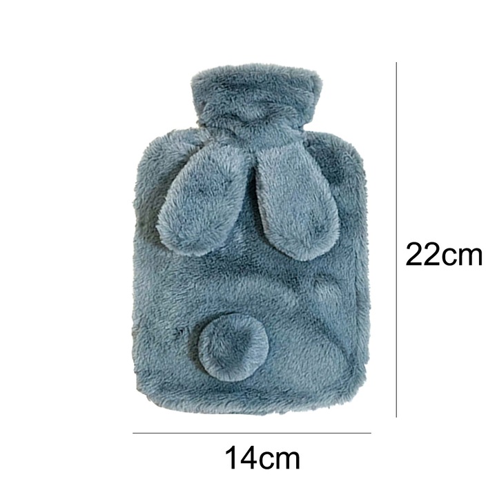 Sticla cu apa calda 500ML, pentru dureri de gat si umeri, compresa calda si rece, albastru