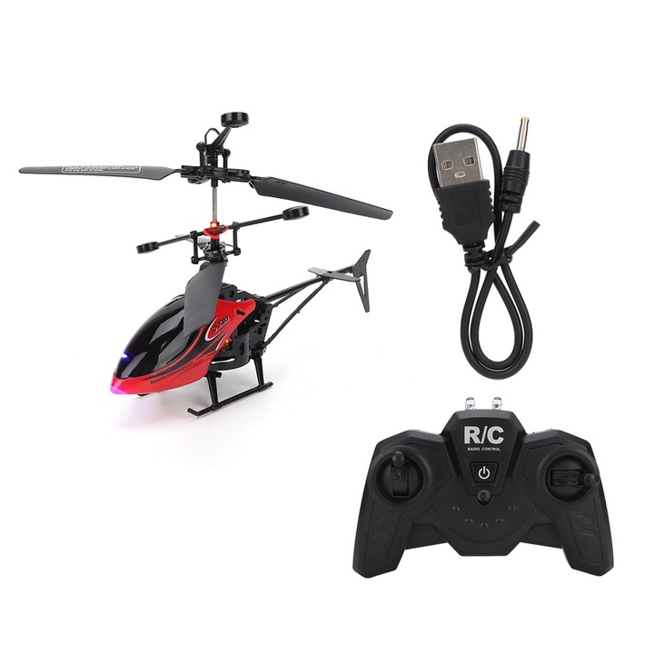 Хеликоптер с дистанционно управление Jormftte, мини, LED, червен, комплект