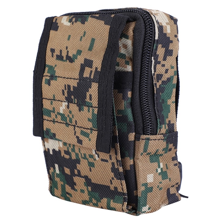 Sporttáska, hosszú cipzáras, vízálló, cipzáras kialakítás, digitális álcázás, állítható