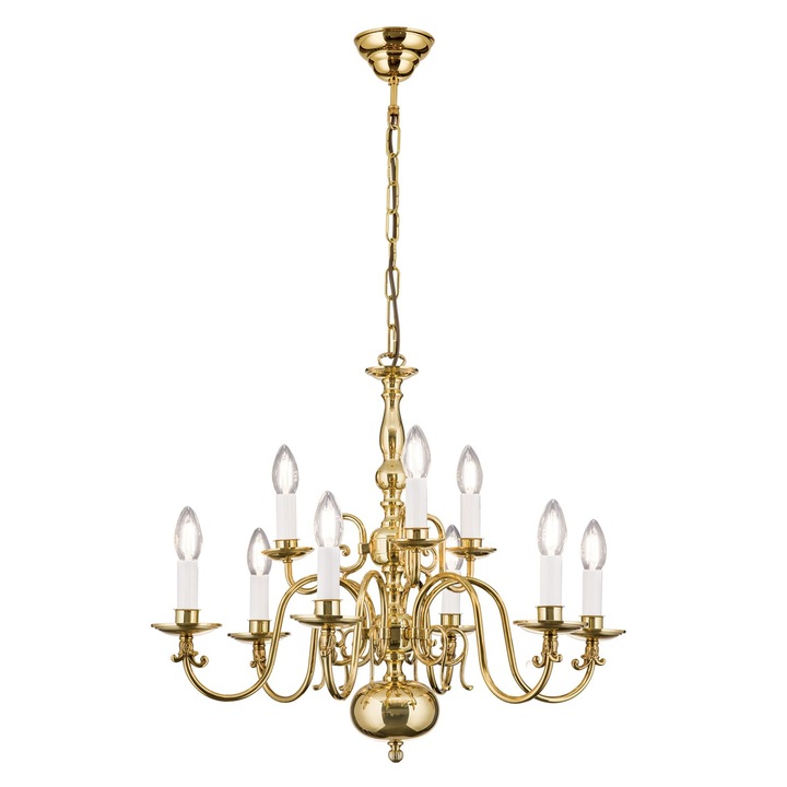 Полилей FLAMAND Полиран месинг LU 1235/6+3 MS E14 6+3x40W Височина 115 см Масивни месингови рамена ORION