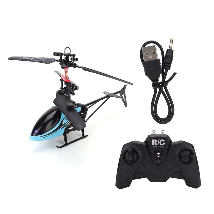 Хеликоптер с дистанционно управление, longziming, мини, LED, син, комплект играчка