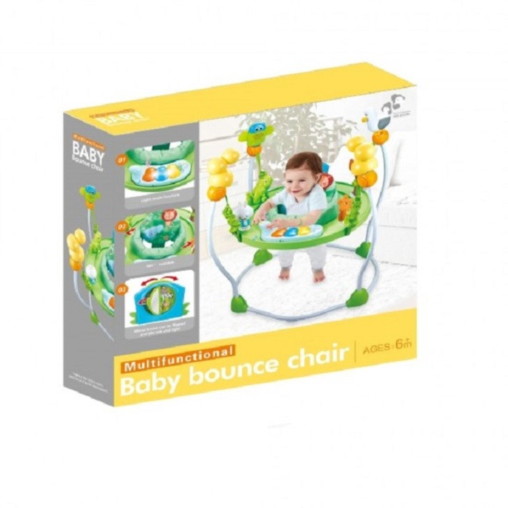 Scaunel verde de sarit pentru bebelus cu sunete