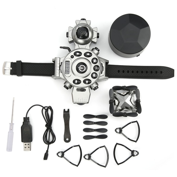 Longziming Mini Összecsukható Drón Óravezérlővel, Fej nélküli Móddal, Ütközésvédelemmel, 360°-os Forgással