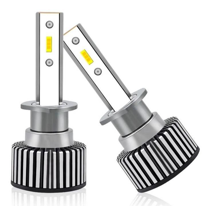 Set 2 Becuri Led Auto H1, 80W, Plug&Play, Ventilator, 10000lm, 6000K, 9-32v