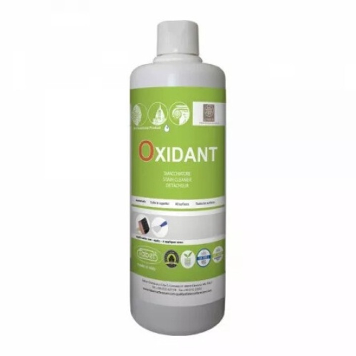 Solutie pe baza de apa pentru indepartarea petelor galbene si taninilor provocate de umezeala Oxidant pentru piatra naturala, ciment, caramida aparenta, ceramica, 1l, Faber