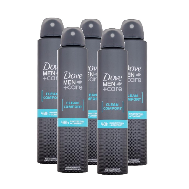 Deodorant spray barbati Dove Men Care+ Clean Comfort, 5 x 200 ml