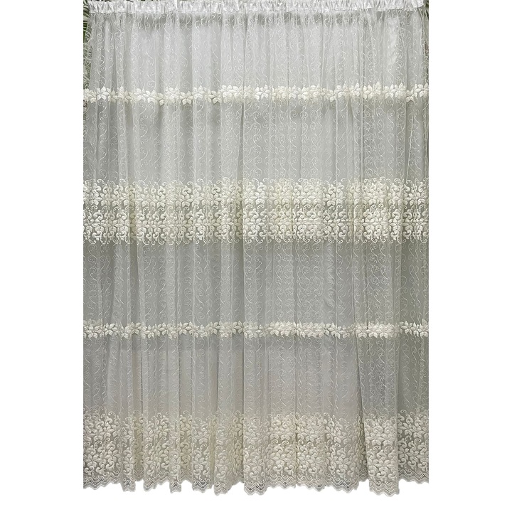 Perdea, LIZ LINE, colecția Regina nopții, brodată, culoare ivoire, dimensiune 500x245cm