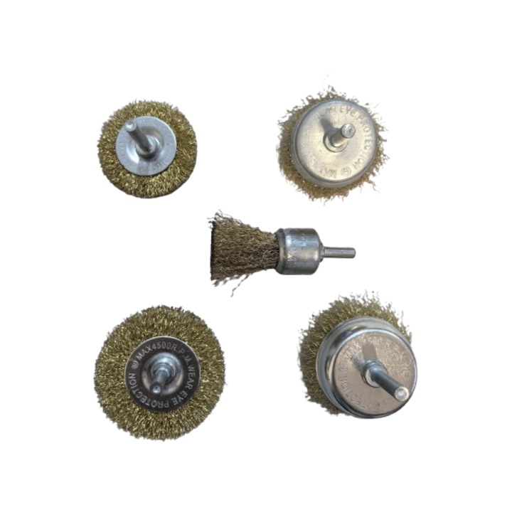 Set 5 perii de sarma pentru bormasina, utilizate pentru slefuirea si curatarea suprafetelor