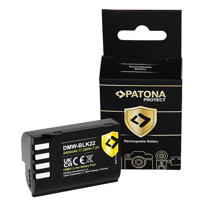 Acumulator Patona Protect DMW-BLK22, 2400mAh, pentru Panasonic Lumix DC-S5 G9 GH5 GH5S GH6