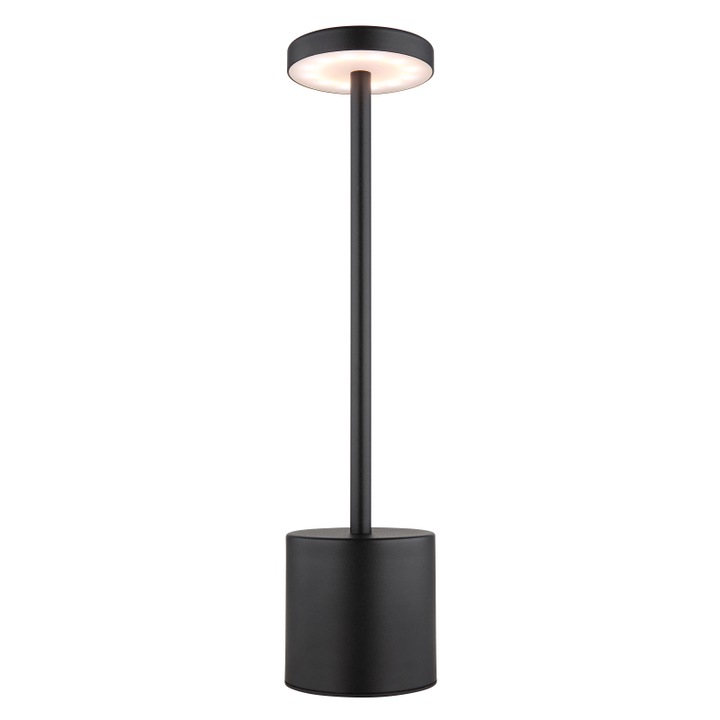 Настолна лампа, Метал / Пластмаса, Черен / Бял, USB-A 2.0 - USB-C, включена батерия CR18650 1200mAh 3.7V, o:80мм В:340мм, 800мм, LED 1.2W 230V, CCT2000/7000/3500K