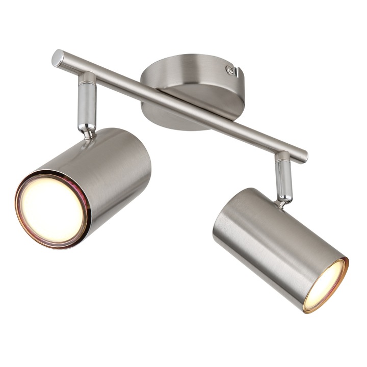 Plafoniera Spotlight metal nichel mat, crom, metal nichel mat, LxLxA: 250x100x135mm, fara 2x GU10 25W 230V