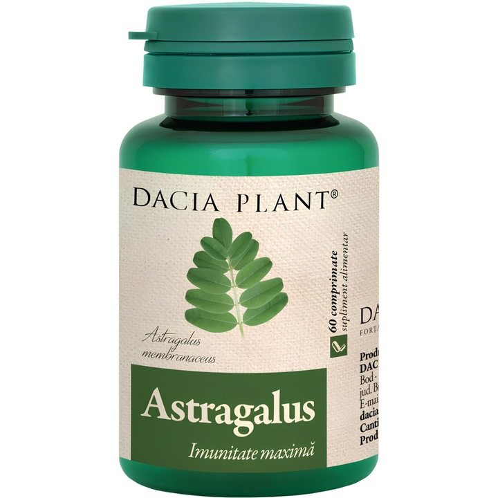 Astragalus 500mg cu Ienupar, "Imunitate maxima", imunostimulent, antiviral, antiinfectios, antistres si energizant, 60cp, Dacia Plant
