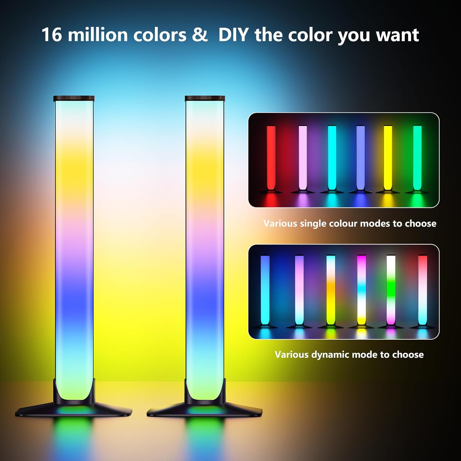 Bara LED Smart RGB sktonefly, 2 buc, sincronizare muzica, telecomanda ...