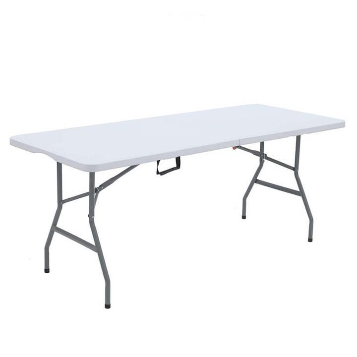Masa Pliabila, De Gradina, Pentru Camping, Cadru Din Otel, 180x75x75 cm, Alb, Dalimag