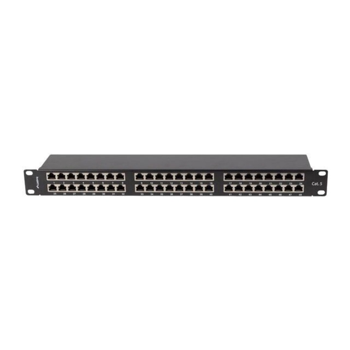 Lanberg 48-port Patch Panel 1U Black, 251727, Patch panel