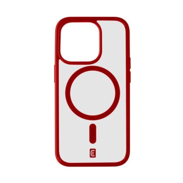 Cellularline Pop Mag Back Cover with Magsafe Support for Apple iPhone 15 Pro, Clear/Red, 227049, Mobiltelefon tok