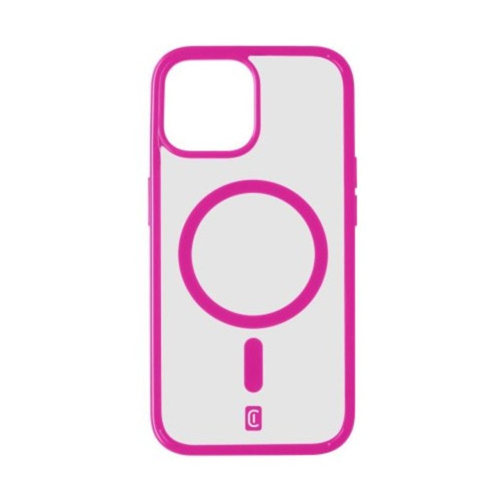 Cellularline Pop Mag Back Cover with Magsafe Support for Apple iPhone 15, Clear/Pink, 227053, Mobiltelefon tok