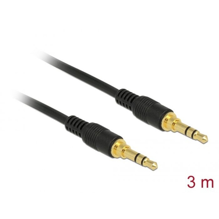 DeLock 3,5mm jack to 3,5mm jack male/male cable 3m Black, 231003, Kábel