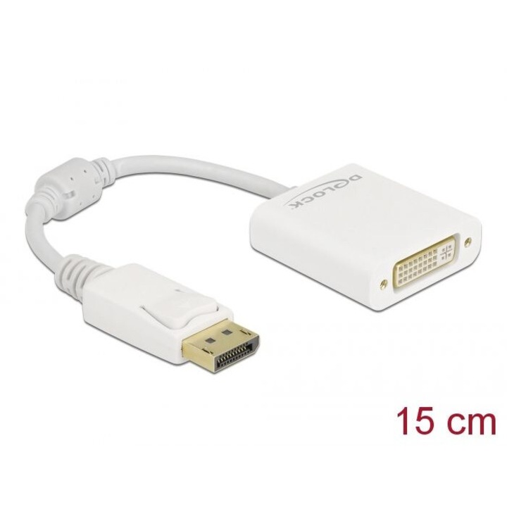 DeLock DisplayPort 1.1 male > DVI-D(Single Link) (24+5) female Passive Adapter White, 190404, Speciális átalakító