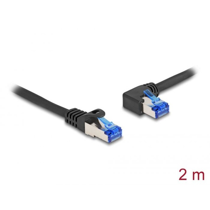 DeLock CAT6a S-FTP Patch Cable 2m Black, 226040, Hálózati kábelek