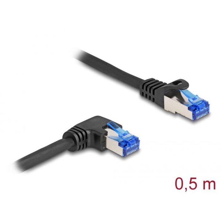 DeLock CAT6A S-FTP Patch Cable 0,5m Black, 226042, Hálózati kábelek