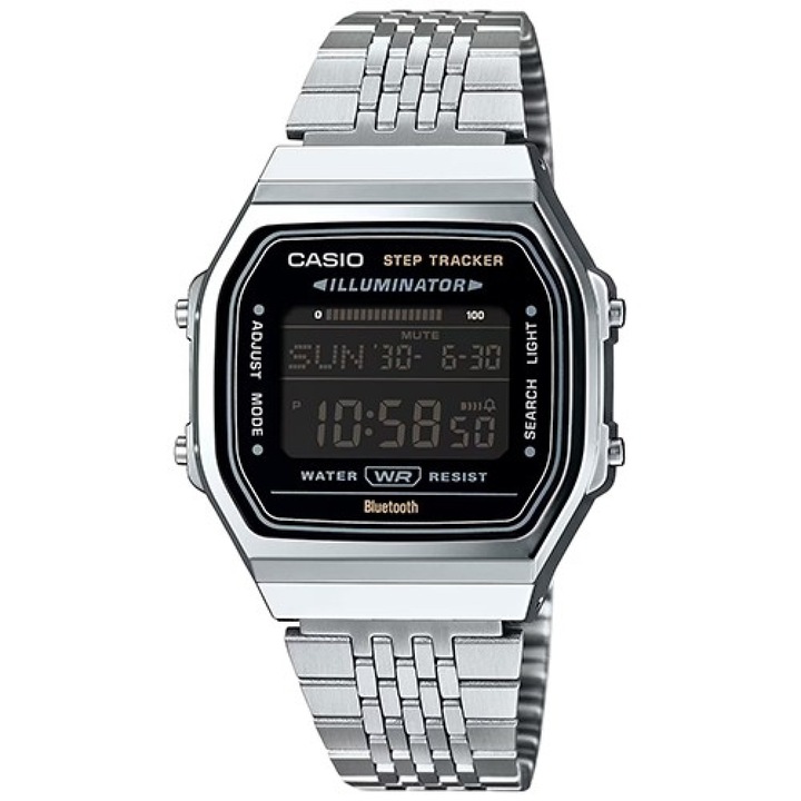 Часовник Casio ABL-100WE-1BEF, унисекс, цифров, сребрист, 10 ATM, каишка от неръждаема стомана