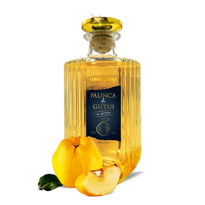 Palinca de Gutui, 100 % din fructe, 50 % vol, 700ml dublu rafinat, cu adaos de miere in borhot